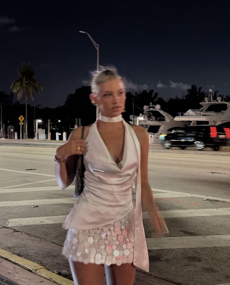 Gorgeous Pink Halter Satin Sequin Sheath Cocktail Dress Formal Graduation Homecoming Dress D215