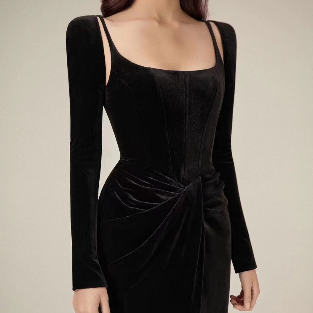 KittenAlarm - Vanessa Corset Front Slit Midi Dress