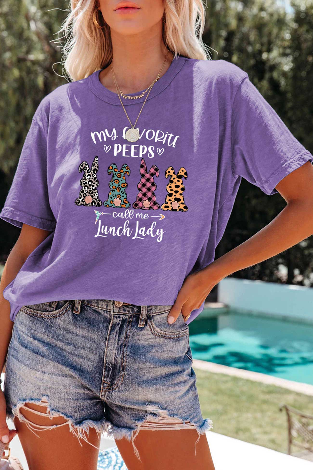 Various Print Rabbit Graphic T-shirt