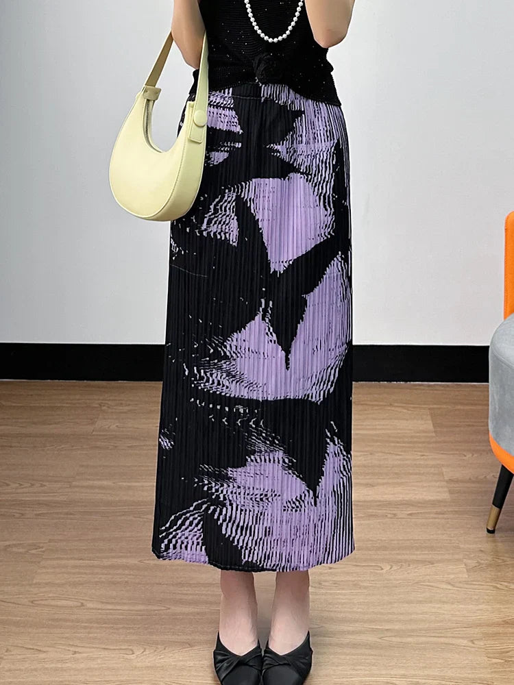 Floral Pleated Slimming High Waist Beach Comfort Skirt