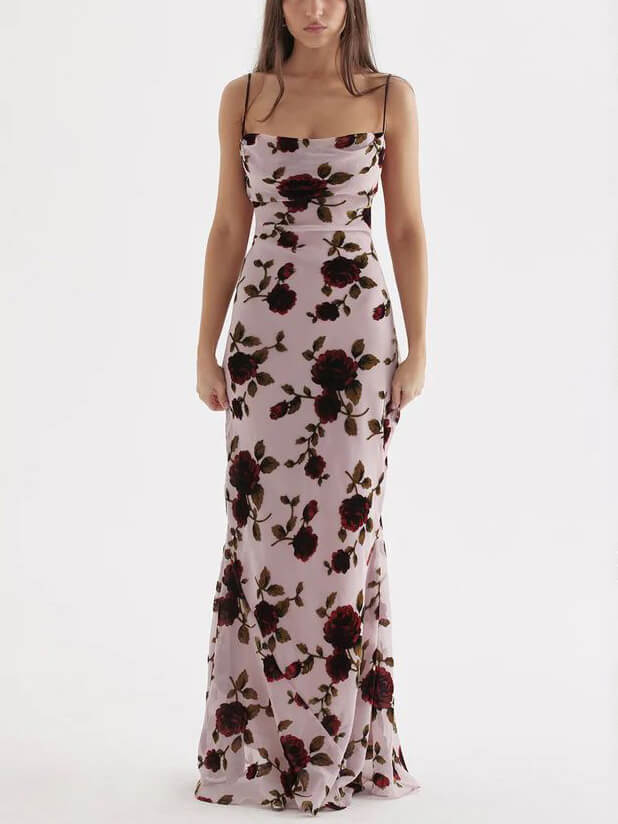 Rose Backless Maxi Dress - Fashionpara