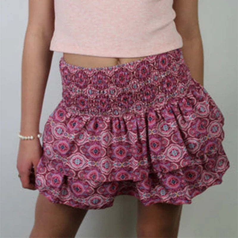High Waist Ruffled Cottage Skirt
