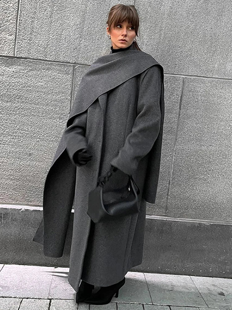 Turn-Down Collar Double-Breasted Overcoat