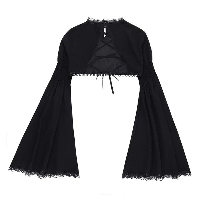 Vintage lace black gothic evening short stylish wrap Cardigans - Fashionpara