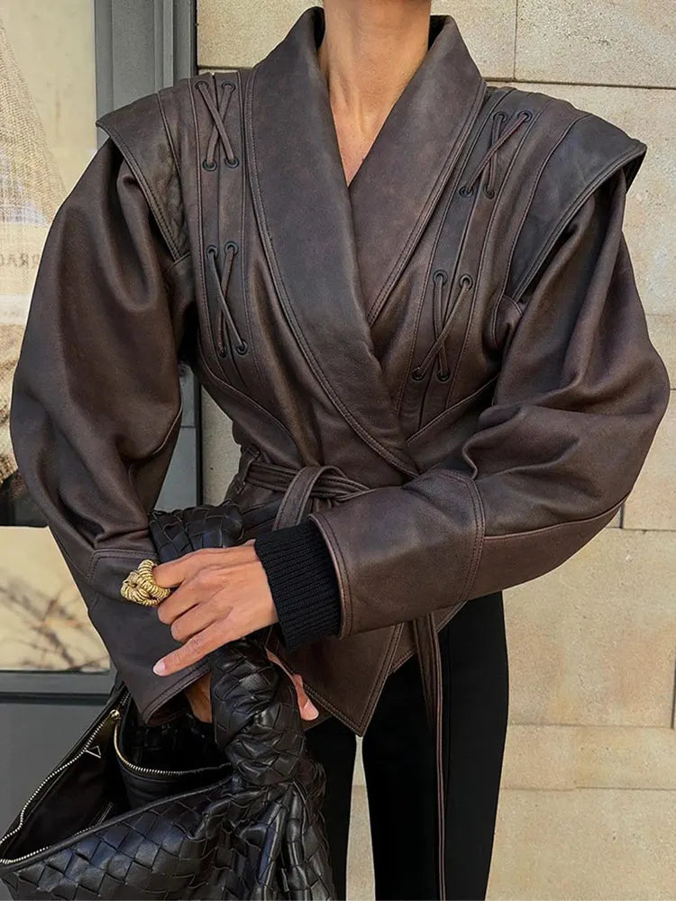 Vintage Lapel Long Sleeved Lace Fashion Solid Pocket Coats - Fashionpara