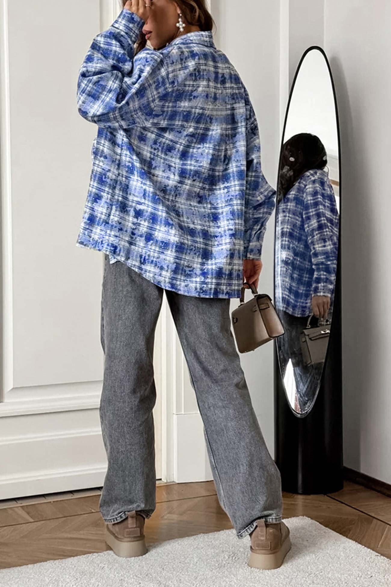 Vintage Plaid Oversized Blouse