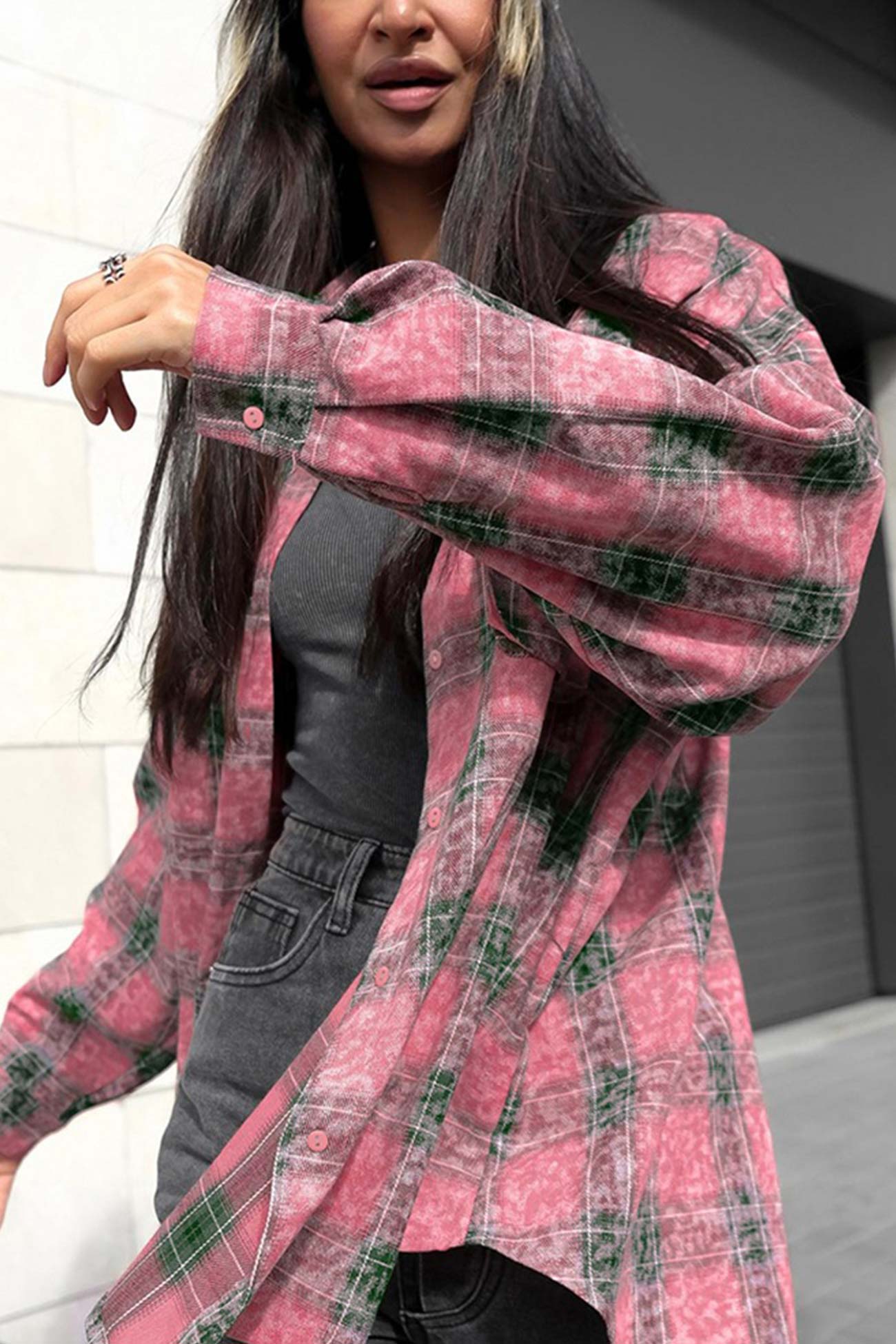 Vintage Plaid Oversized Blouse