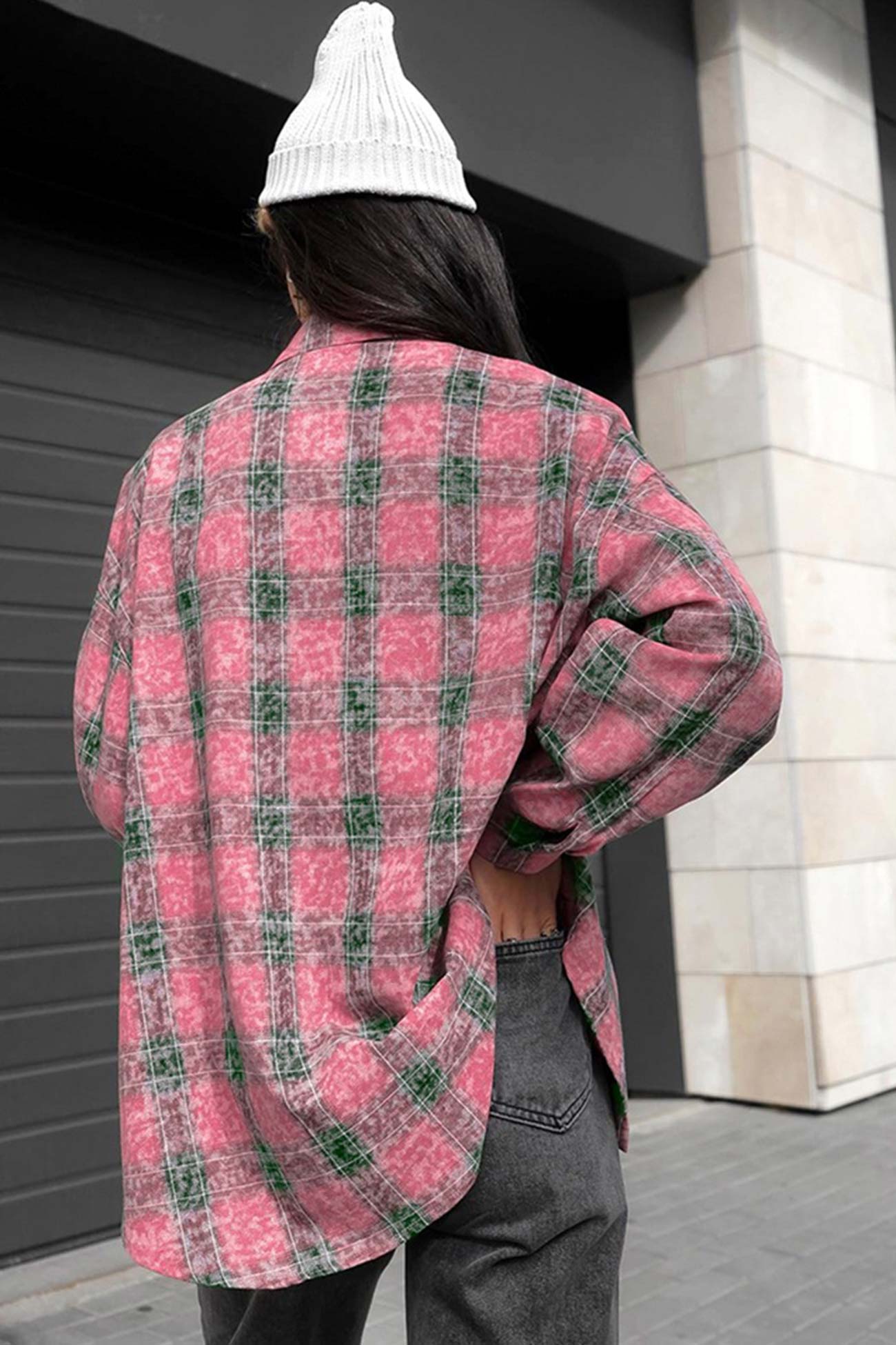 Vintage Plaid Oversized Blouse