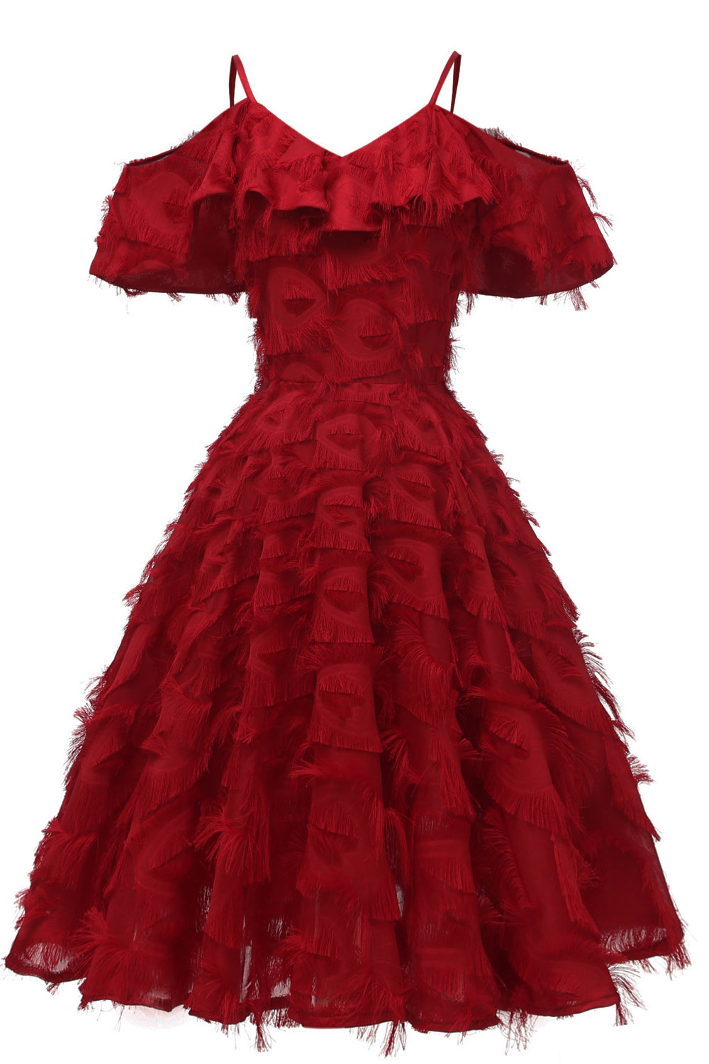 Pink Vintage Ruffle Trim Tasseled Homecoming Dress - Mislish