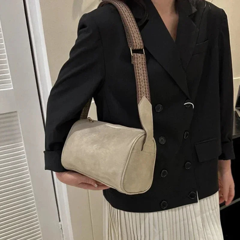 Vintage Wide Strap Crossbody Shoulder Bag