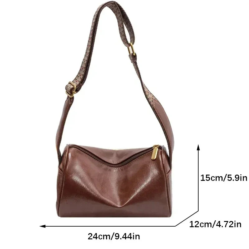 Vintage Wide Strap Crossbody Shoulder Bag