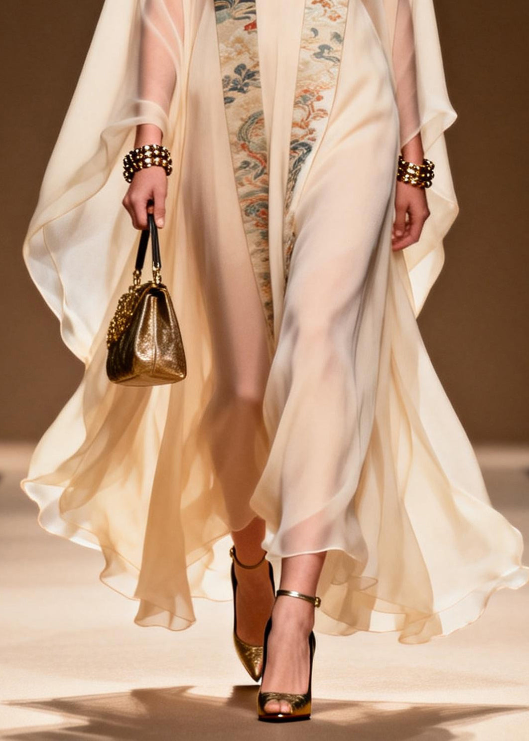 Vintage White Dragon Pattern Chiffon Dresses Two Piece Set - View 4