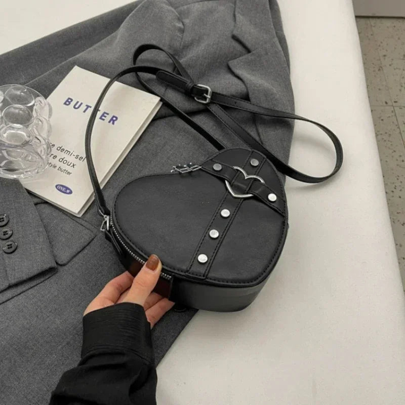 Heart Shaped PU Leather Shoulder Bag