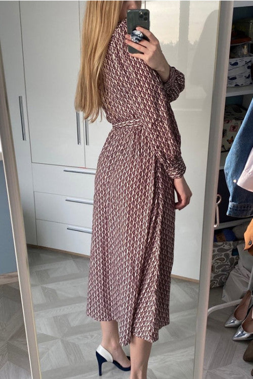 Vintage Bowknot Printed Chiffon Dress