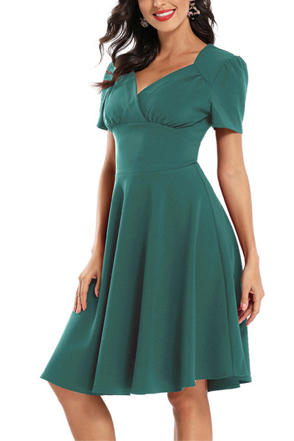 Vintage V-neck A-line Prom Wrap Dress - Mislish