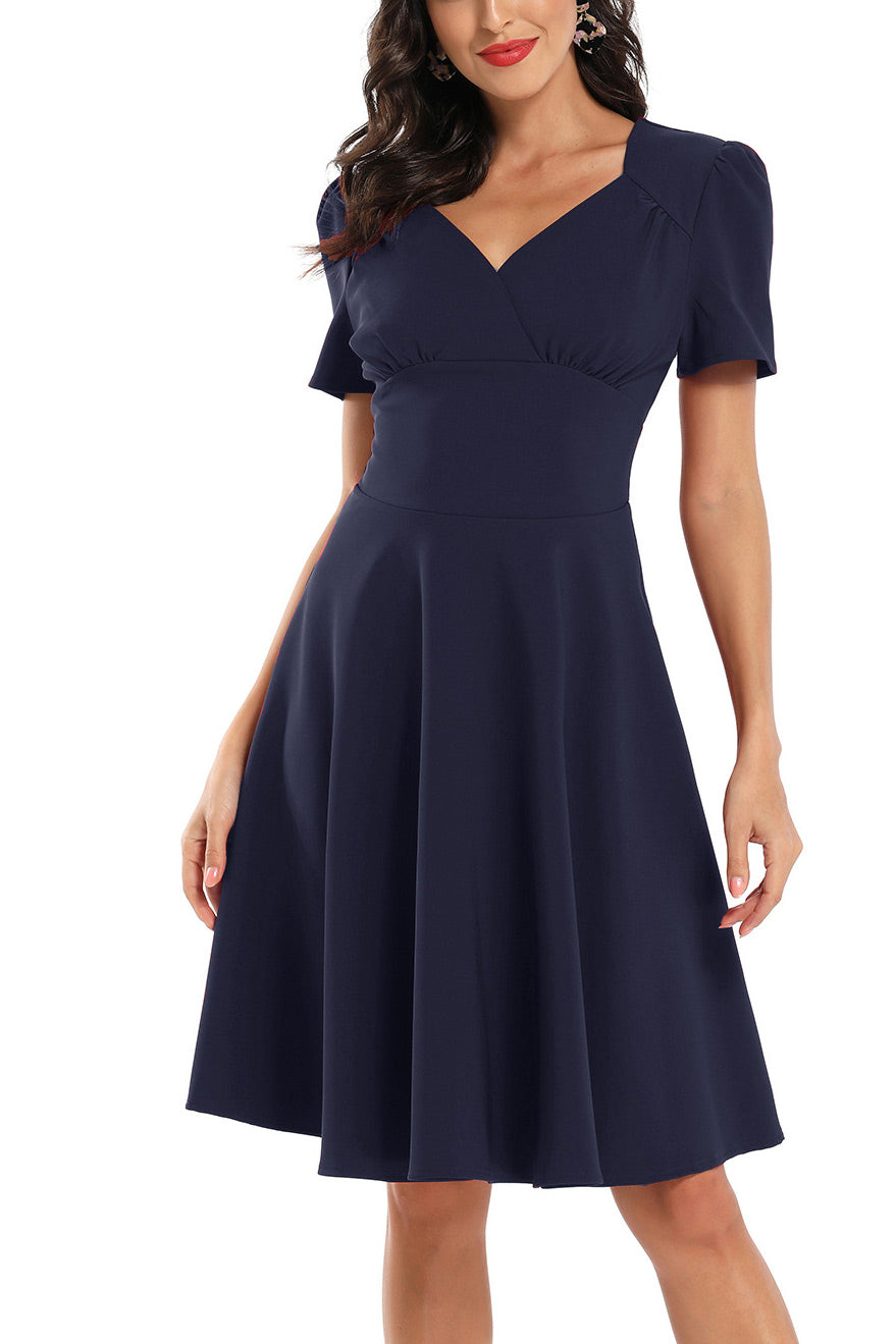 Vintage V-neck A-line Prom Wrap Dress - Mislish