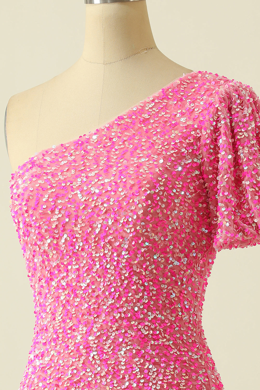 One Shoulder Sequins Homecoming Dress - Fashionpara