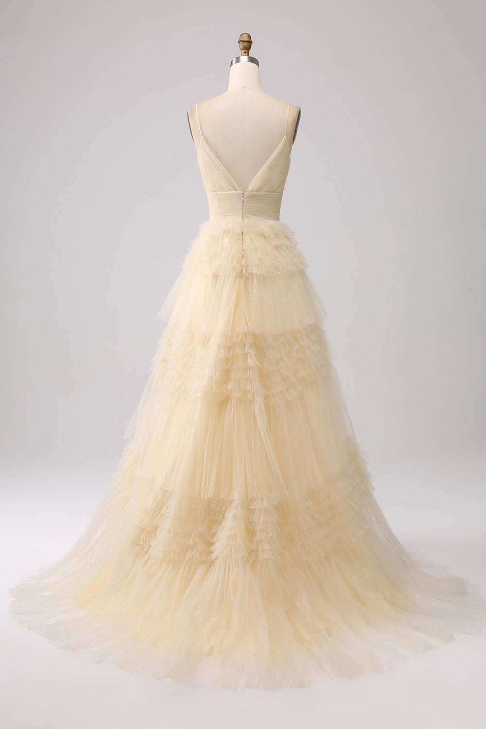 A Line Spaghetti Straps Light Pink Long Prom Dress with Ruffles