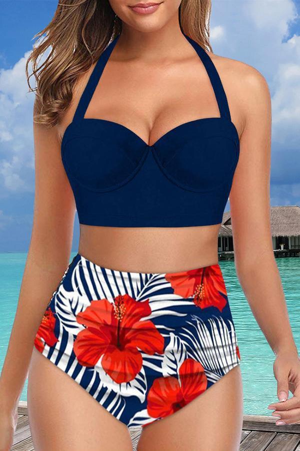 On-trend Flower Printed Bikini Swimsuit (5 Colors) - Fashionpara