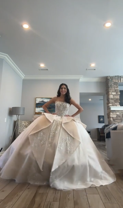 Gorgeous Strapless White Tulle Sequin Beaded Formal Long Wedding Dress D1051