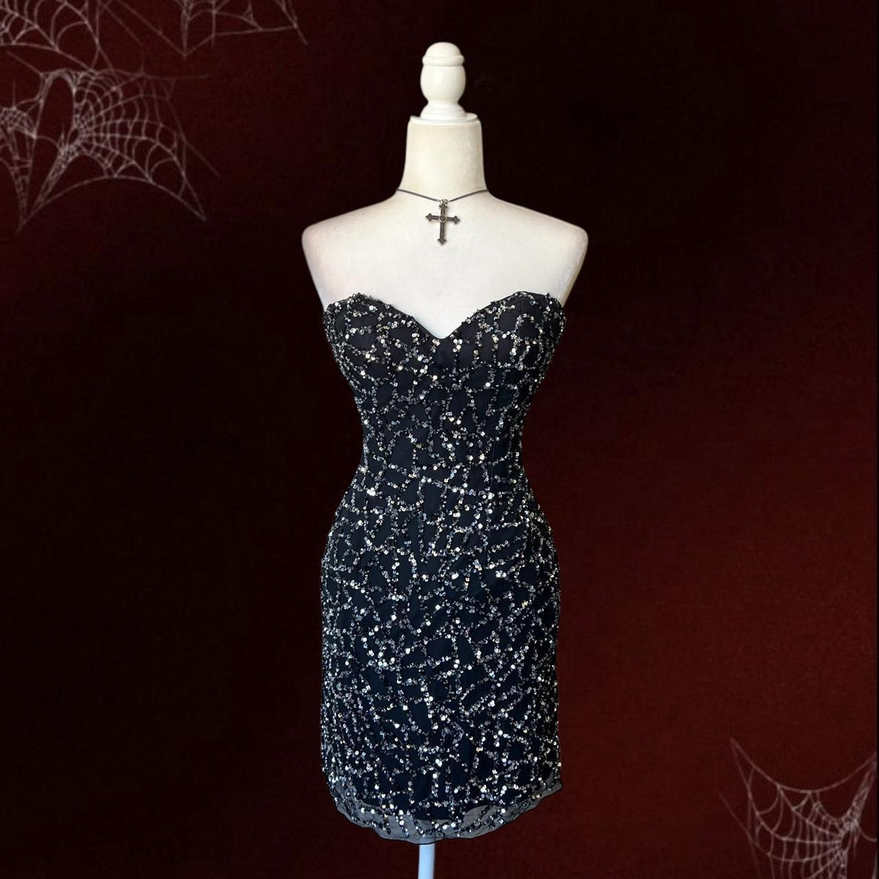 Sparkly Black Sweetheart Neck Sequin Sheath Cocktail Dress Formal Graduation Homecoming Dress D510