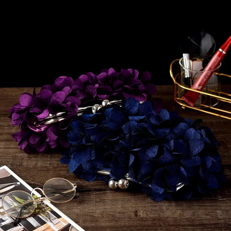 Elegant White Bride Floral Wedding Clutch Evening Handbag