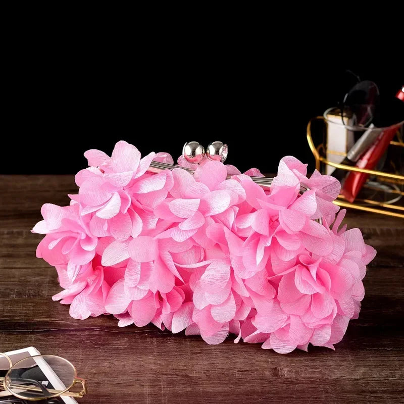 Elegant White Bride Floral Wedding Clutch Evening Handbag