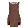 Faux Leather Strapless Corset Split Bodycon Mini Dress 17