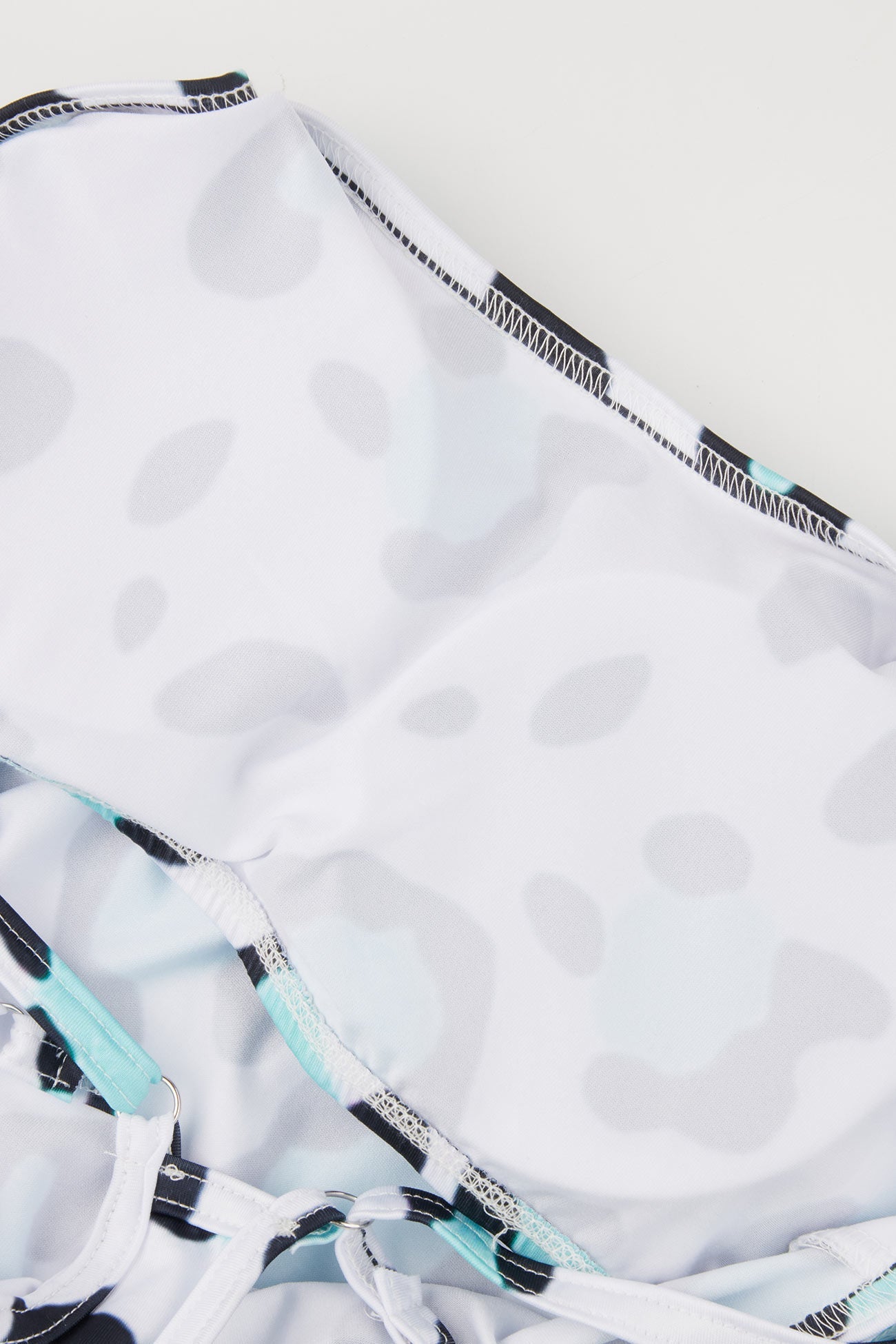 White Leopard Print Drawstring Two-piece Outfit Swimsuit