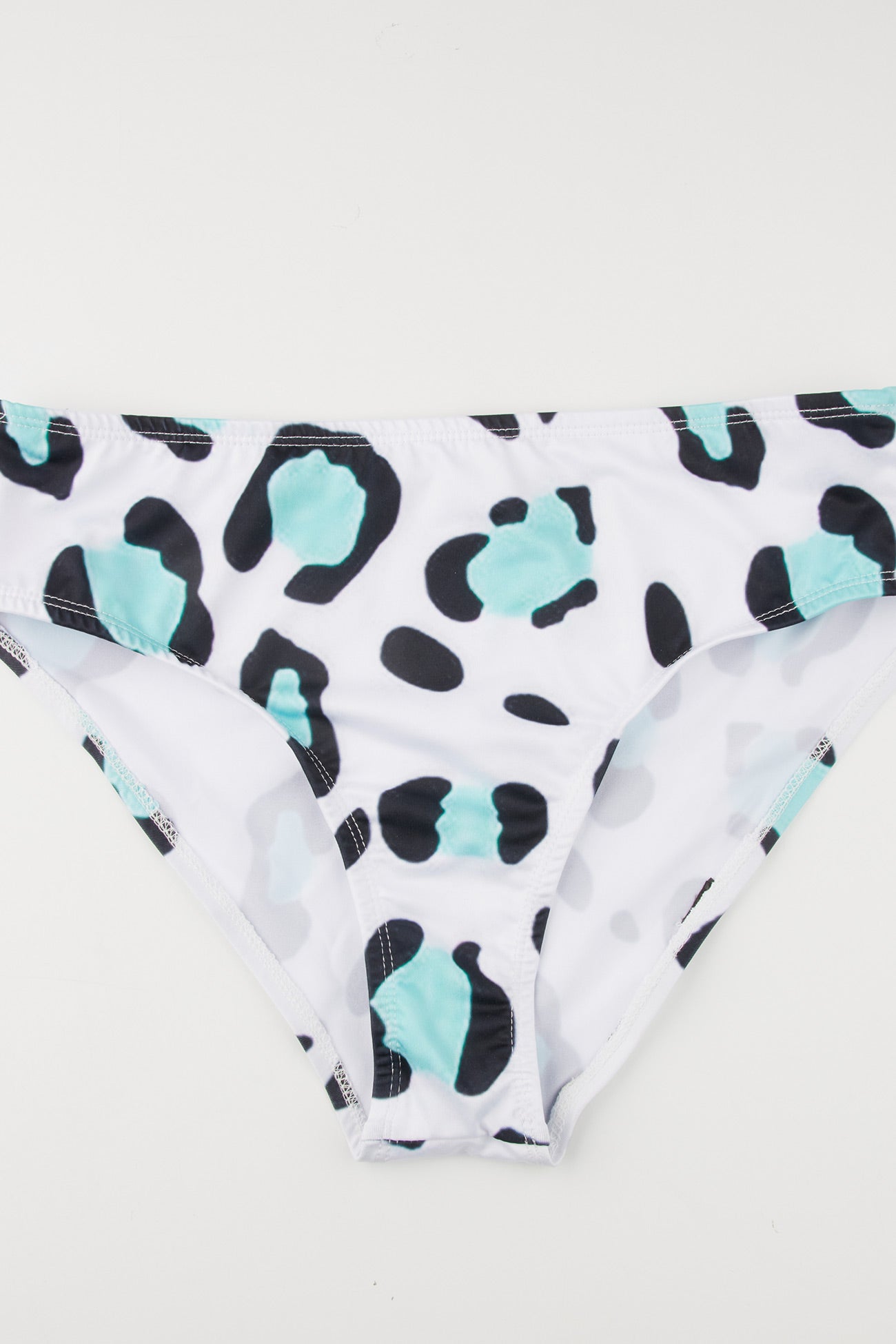 White Leopard Print Drawstring Two-piece Outfit Swimsuit