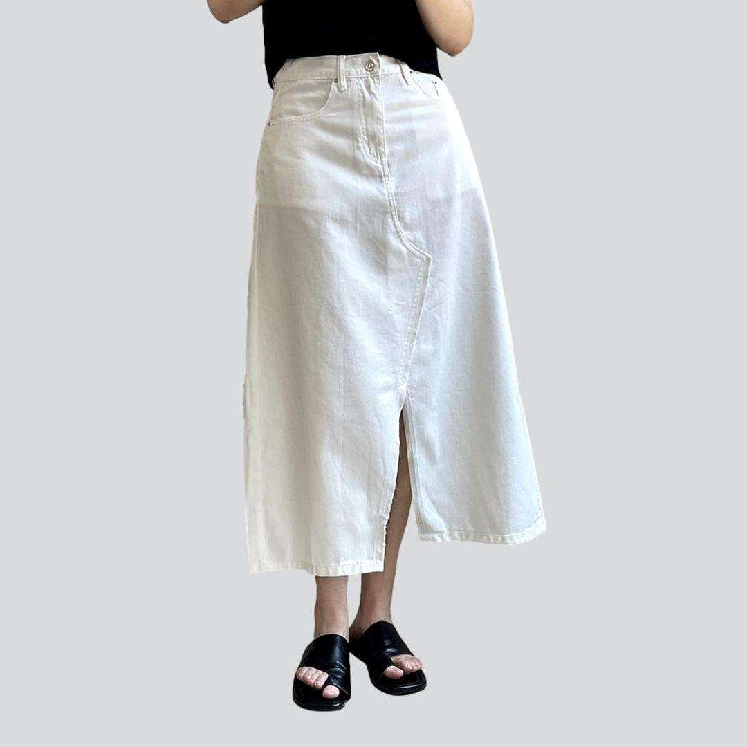 White long denim skirt - Fashionpara