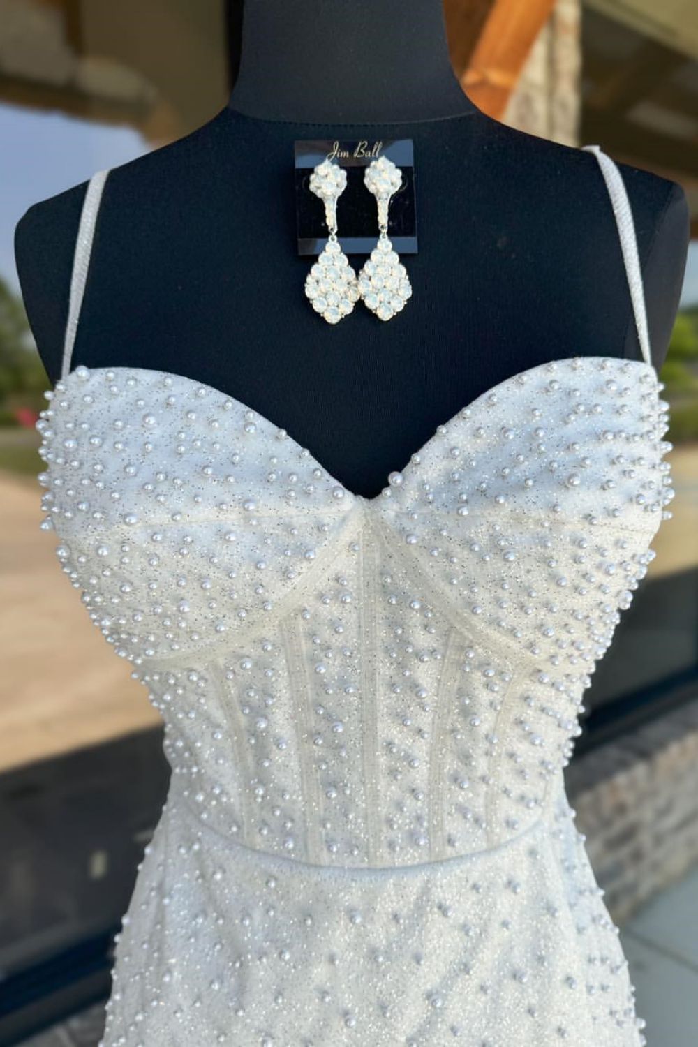 White Bodycon Spaghetti Straps Short Homecoming Dress With Pearls - Fashionpara