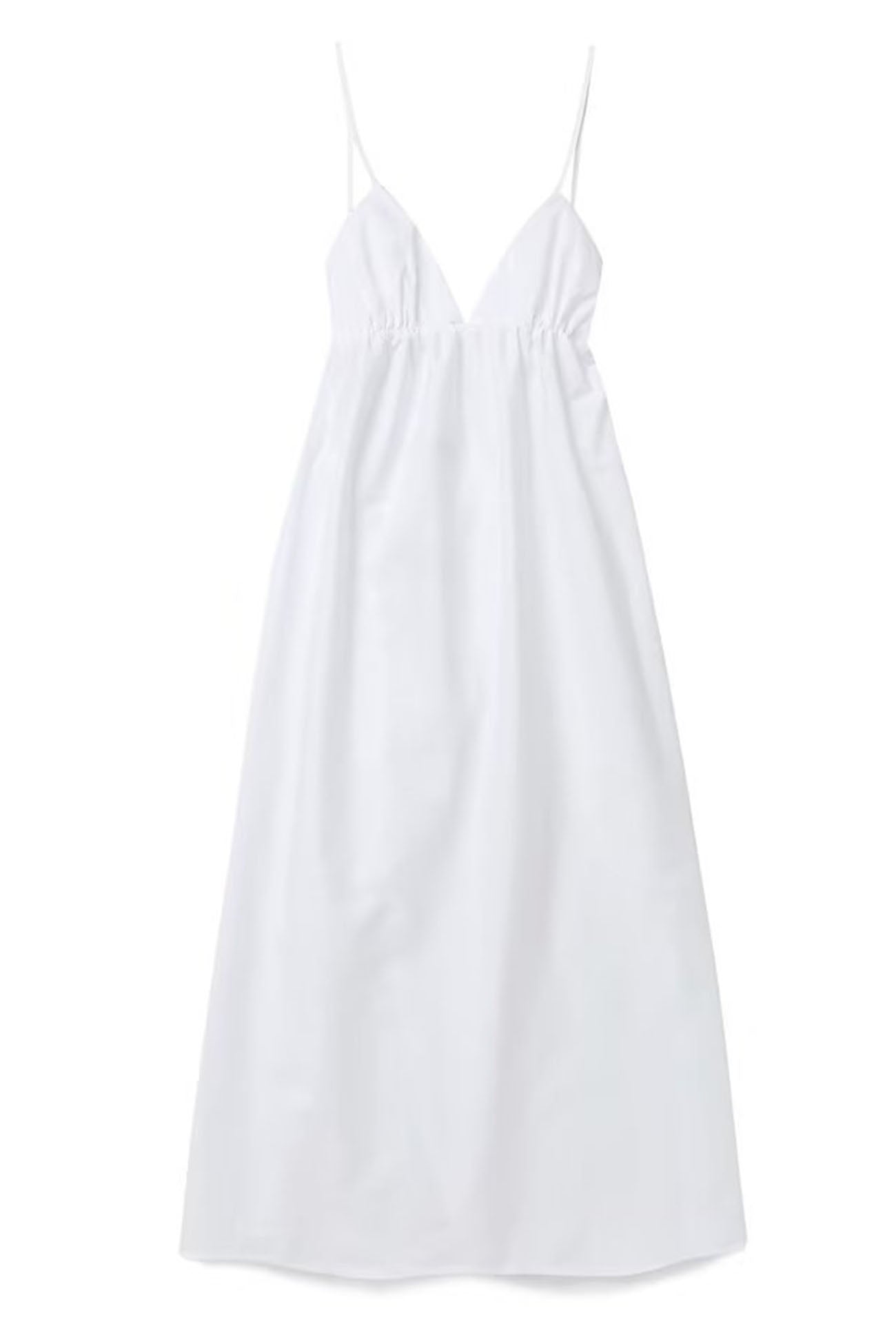 White V Neck Backless Cami Midi Dress
