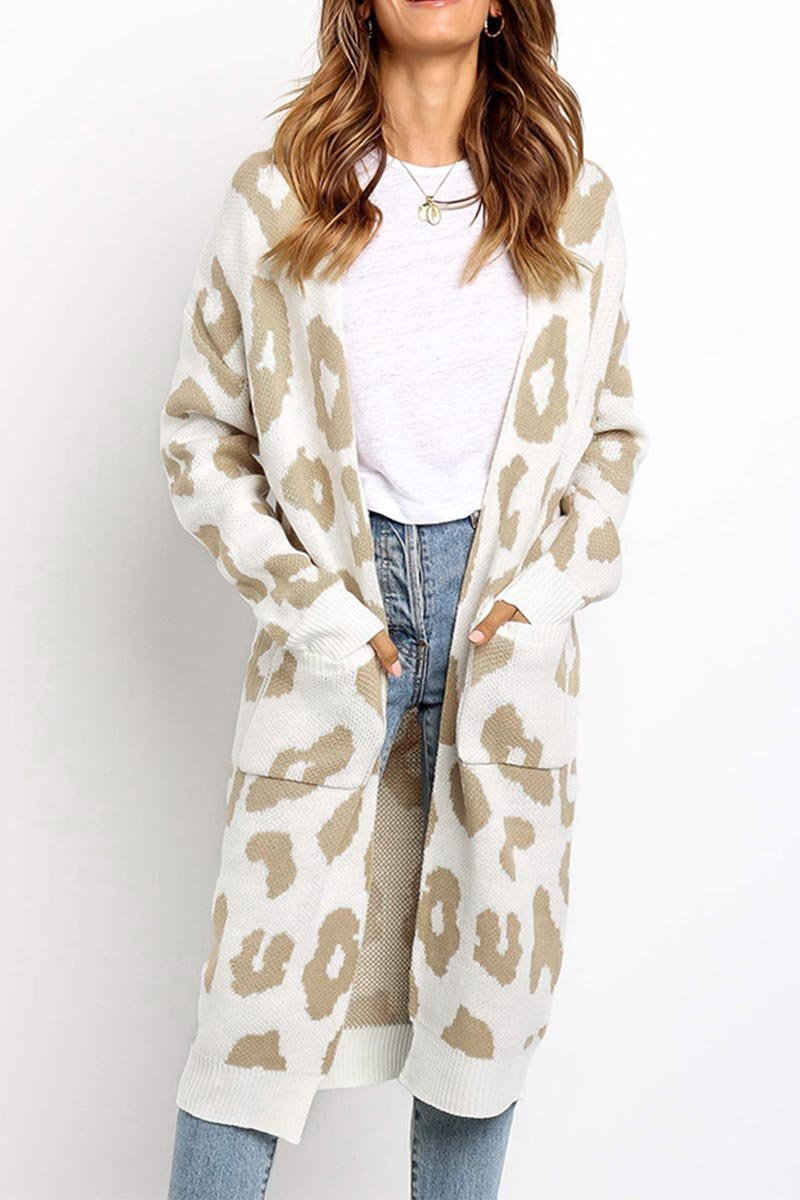 Florcoo Leopard Print Cardigan Sweater - Stylish Comfort Wear