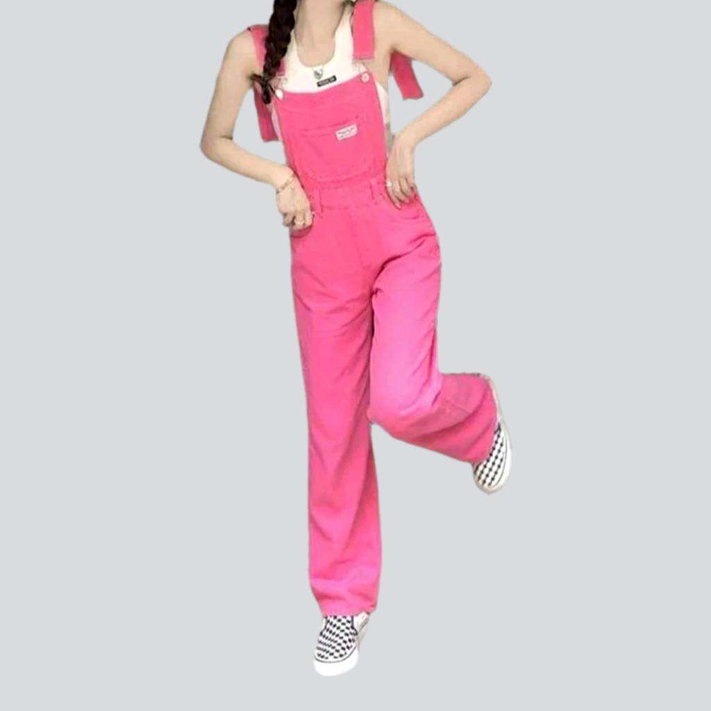 Wide-leg denim jumpsuit for ladies - Fashionpara
