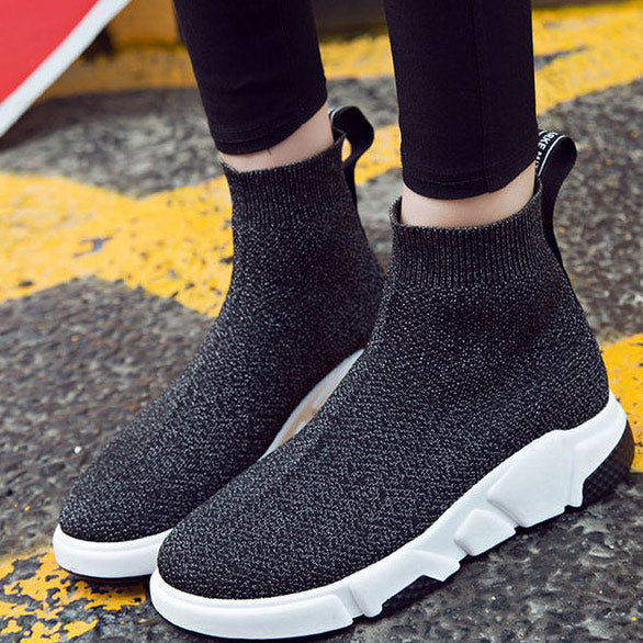 Wide Fit Sock Comfort Knit Sneakers - Mislish
