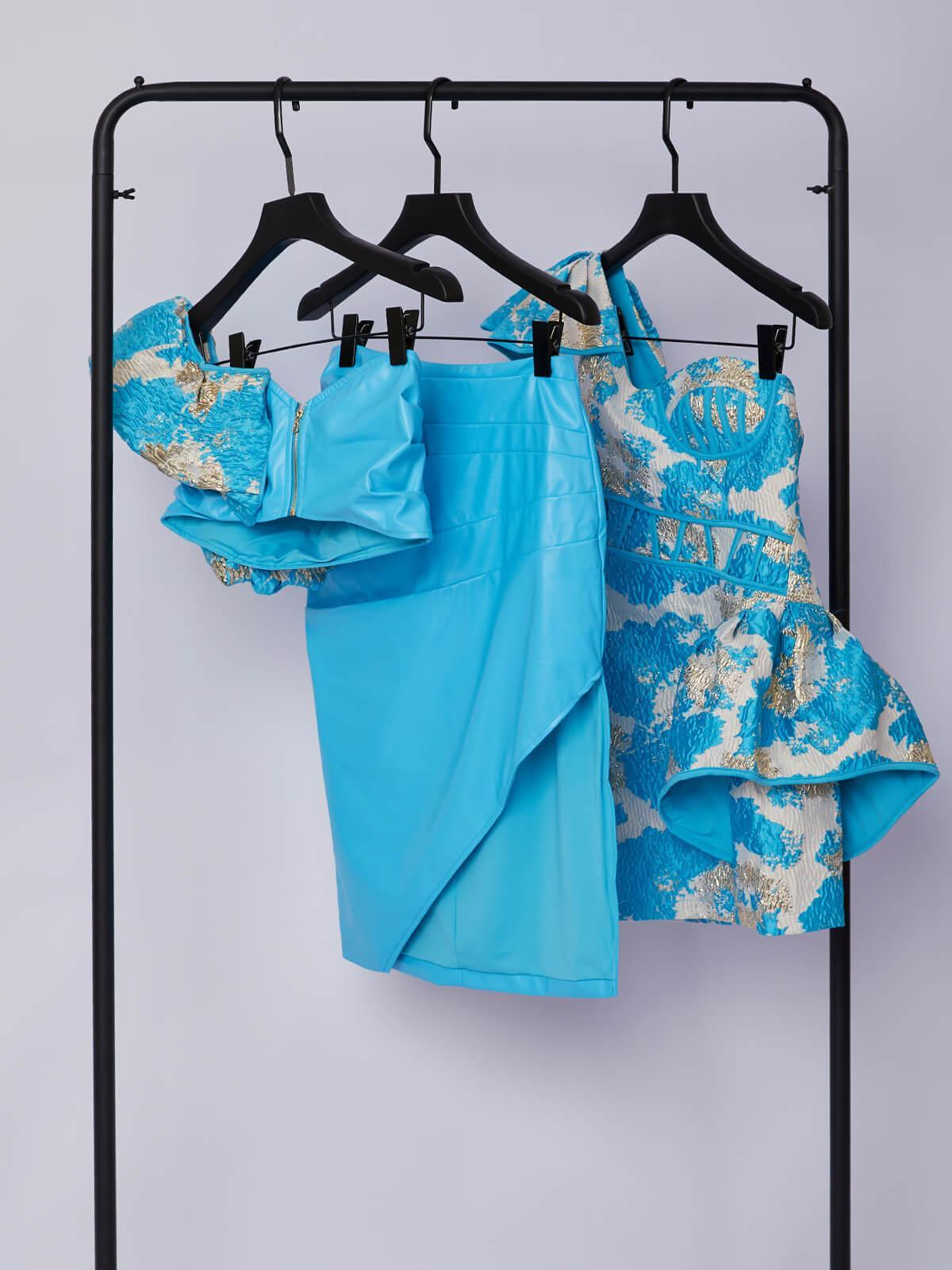 Floral Jacquard One Shoulder Ruffle Bustier Mini Dress 7