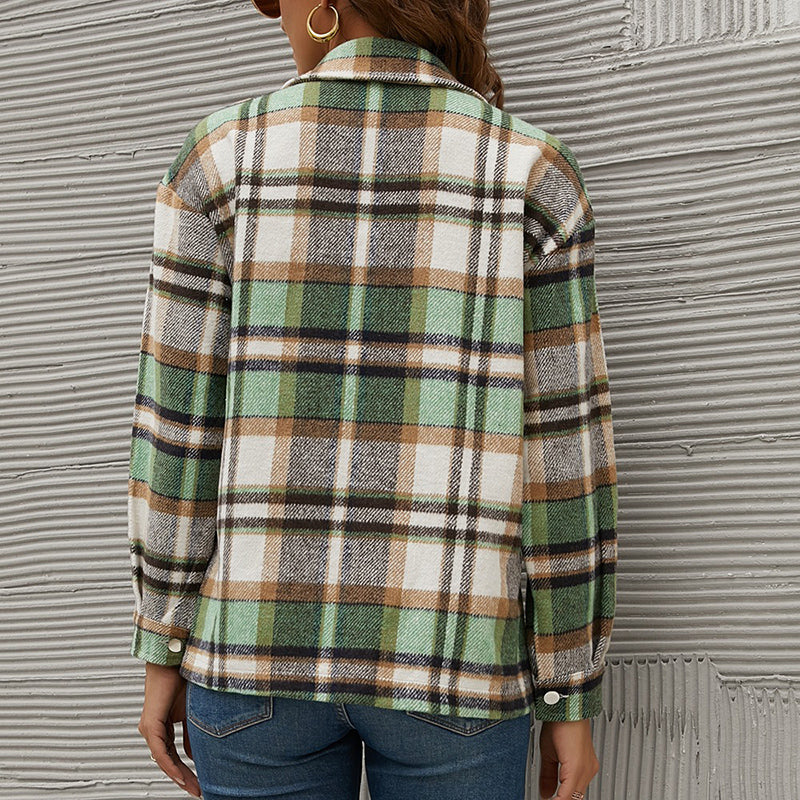 Winter Plaid Shirt Jacket Checkered Jacket Coat 4