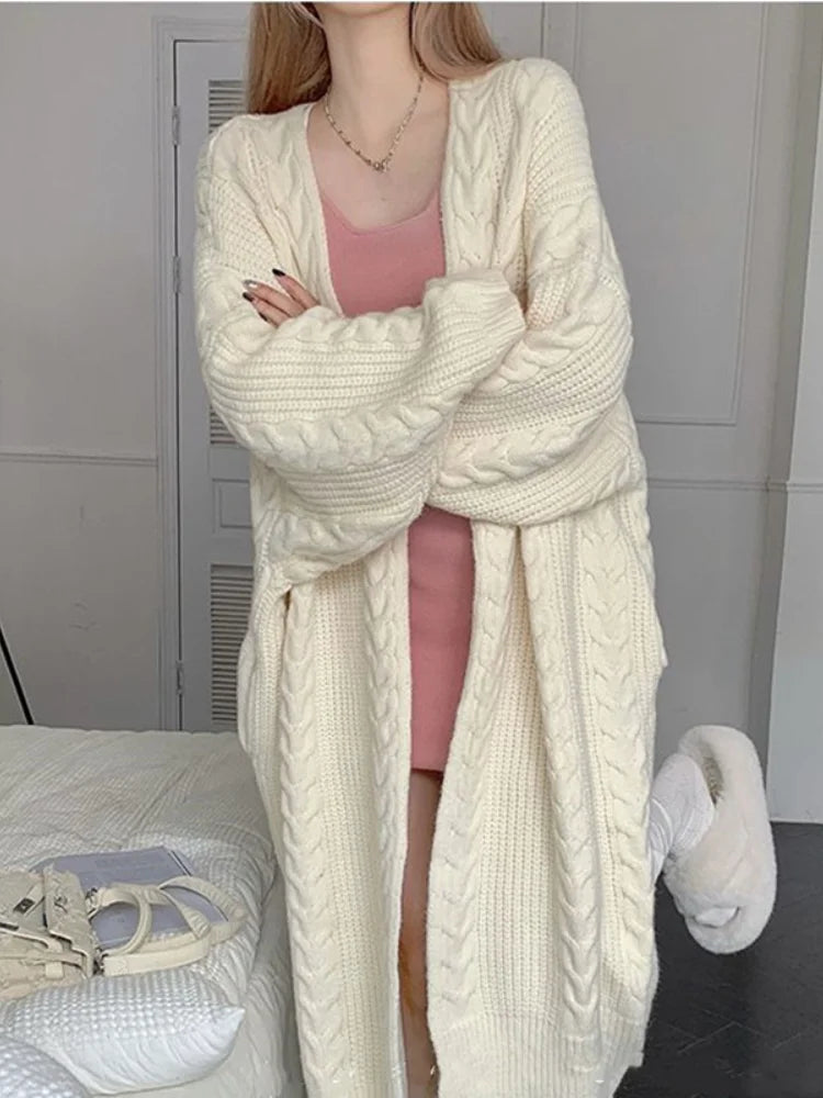 Retro Fashion Solid Loose Long Warm Thick Winter Korean Women Coats - Fashionpara