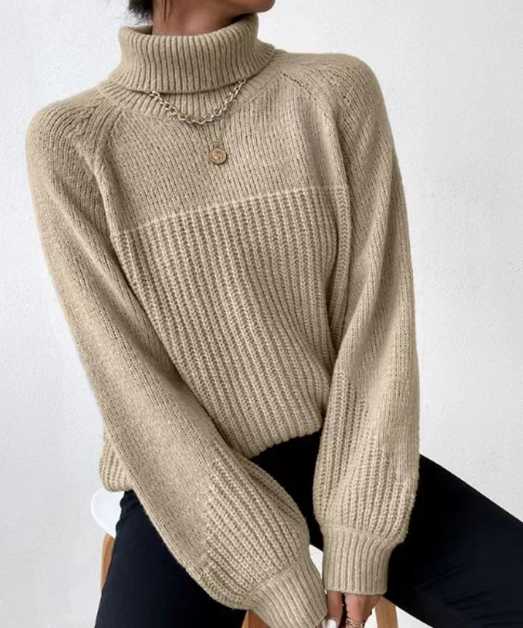 Turtleneck Cross Jacquard Sweater