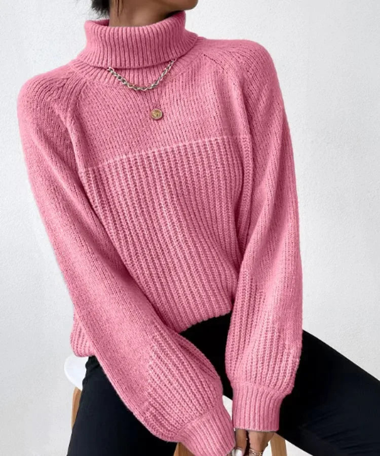 Turtleneck Cross Jacquard Sweater