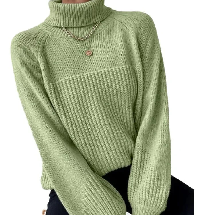 Turtleneck Cross Jacquard Sweater
