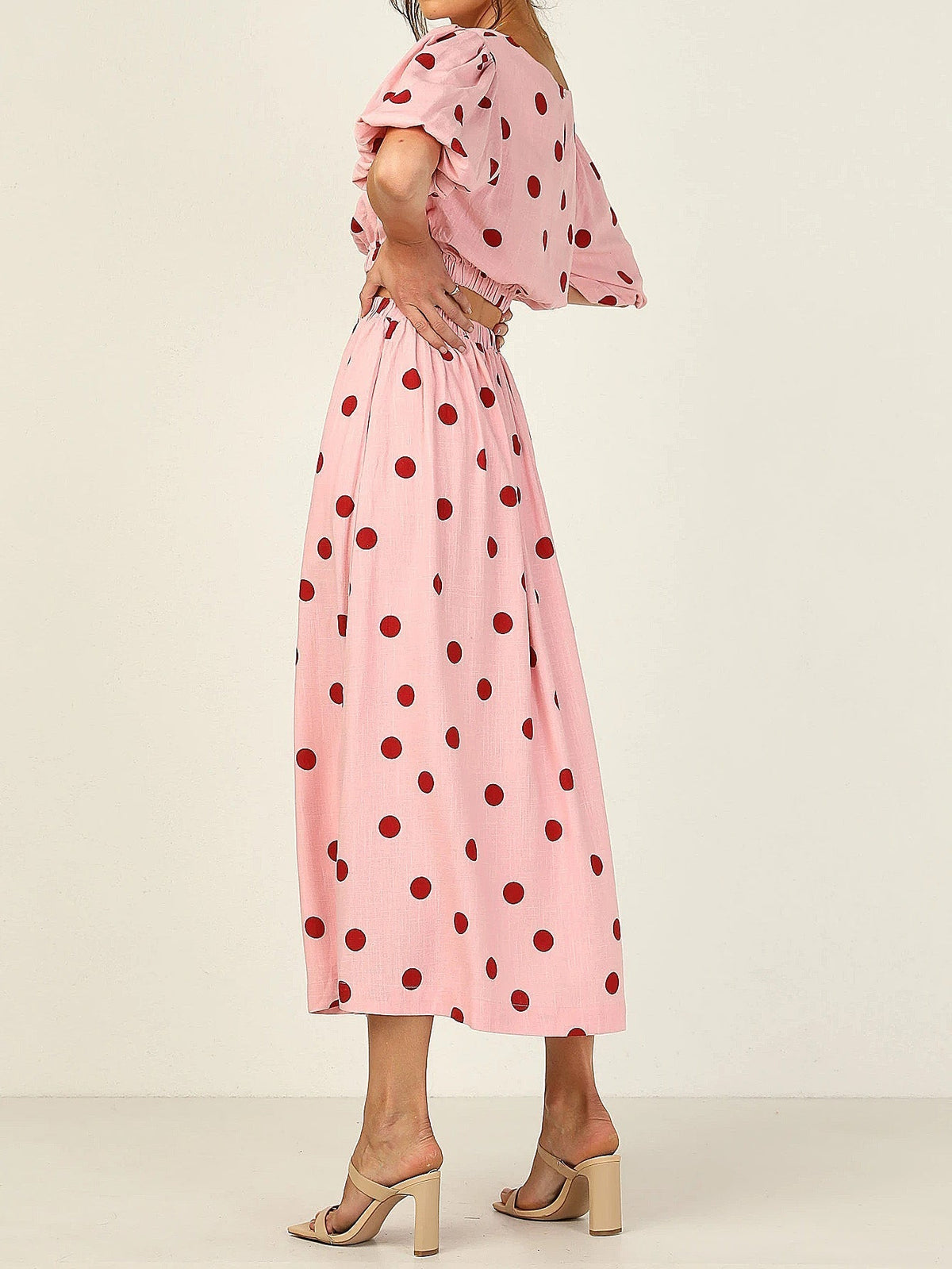 KittenAlarm - Women 2pcs Print High Waist Dress set ( short sleeve + high waist skirt )