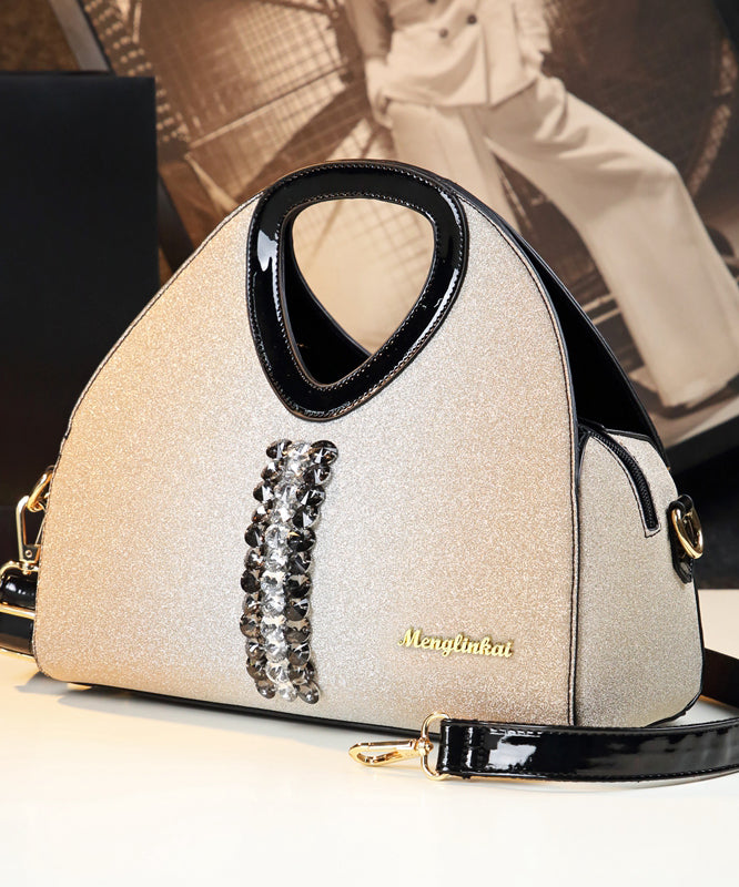 Apricot Zircon Large Capacity Faux Leather Tote Handbag