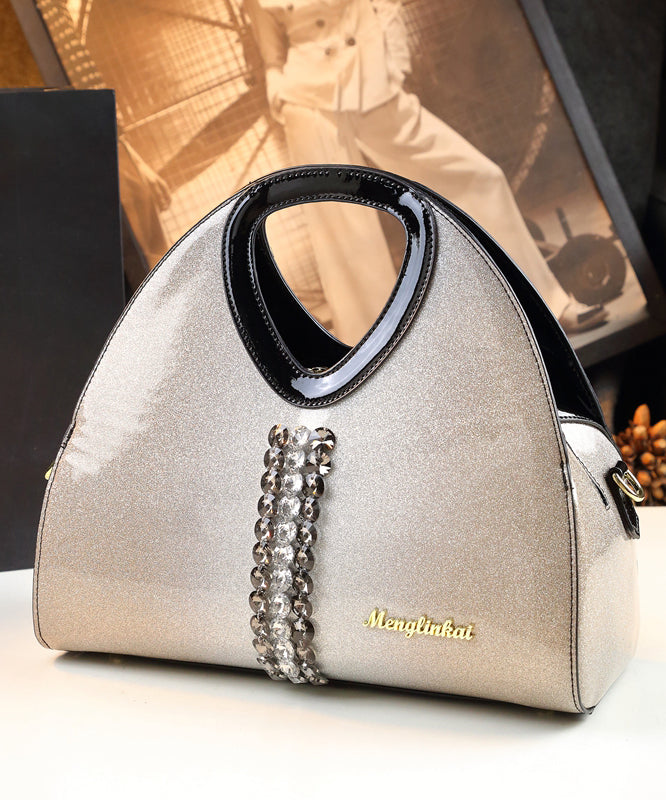 Apricot Zircon Large Capacity Faux Leather Tote Handbag