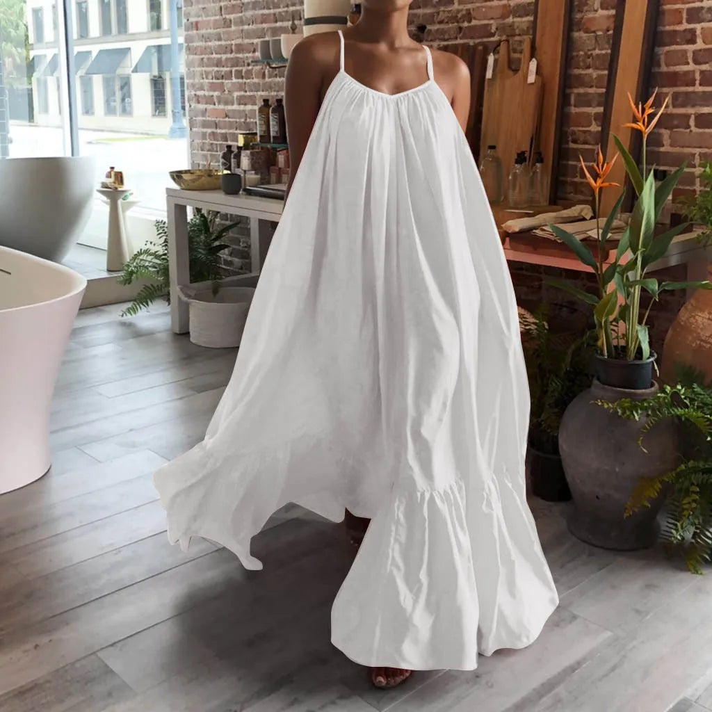 Spaghetti-Strap Loose Tiered Ruffle-Hem Maxi Dress 11