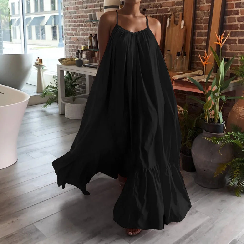 Spaghetti-Strap Loose Tiered Ruffle-Hem Maxi Dress 7