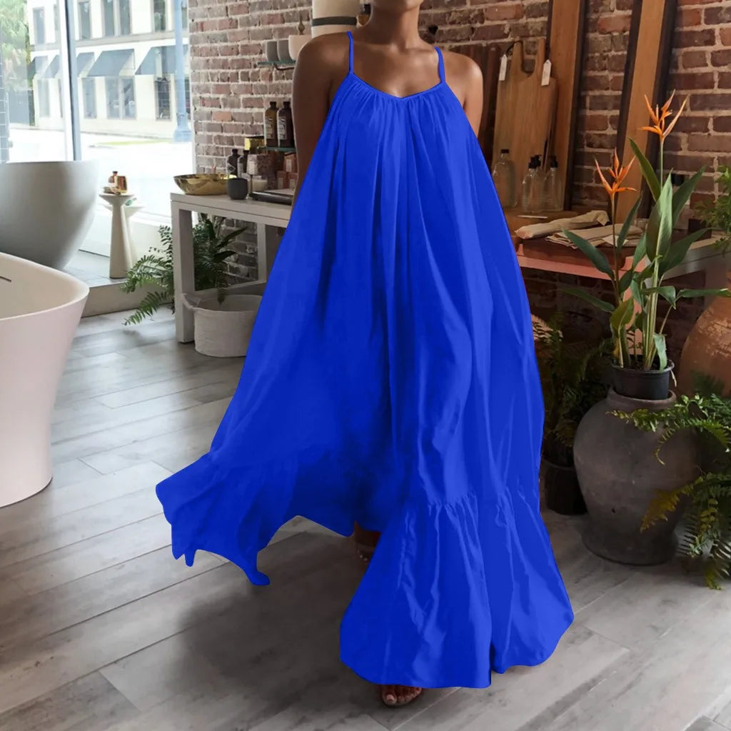 Spaghetti-Strap Loose Tiered Ruffle-Hem Maxi Dress 8