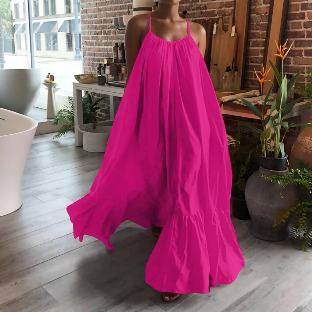 Spaghetti-Strap Loose Tiered Ruffle-Hem Maxi Dress 5
