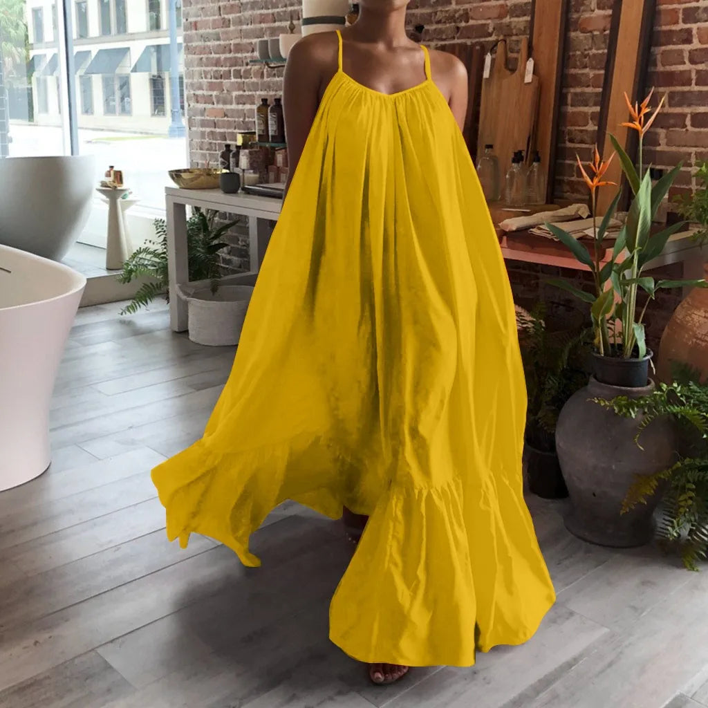 Spaghetti-Strap Loose Tiered Ruffle-Hem Maxi Dress 12